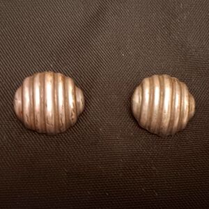 925' Silver Ribbed Button Earrings